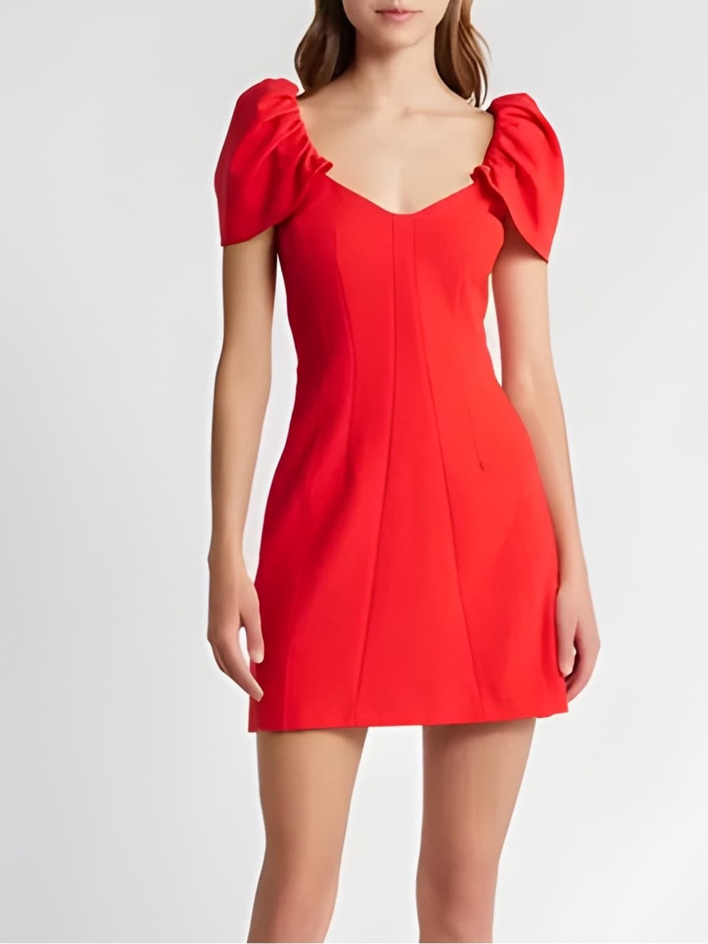 French Connection Whisper Flutter Sleeve Mini Dress Red Sz 12 MSRP $148 NWT